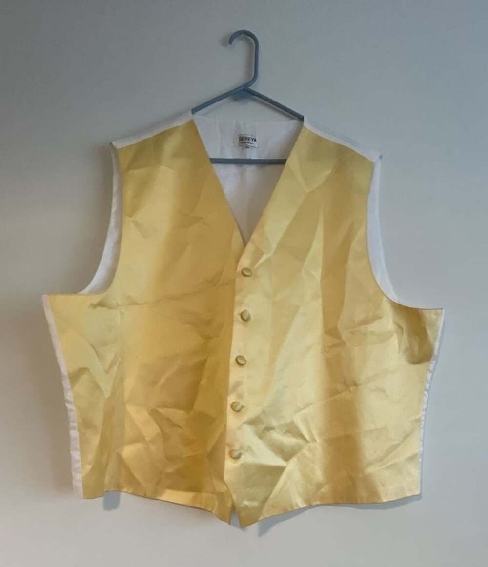 Sereya Golden Yellow Satin Men's Formal Tuxedo Vest Waistcoat
